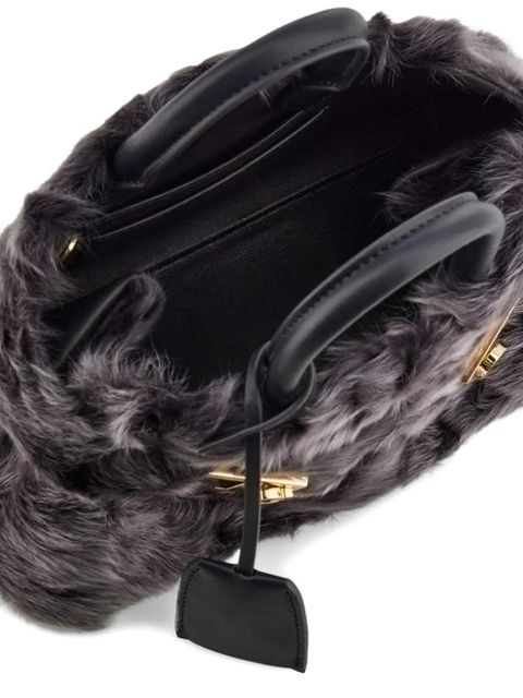 Ferragamo mini Hug shearling-front cross body bag - Grey