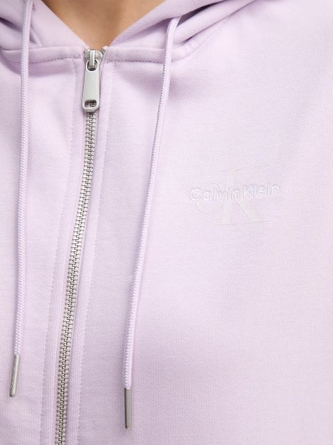 Calvin Klein Jeans bluza damska kolor fioletowy z kapturem z nadrukiem LV047B270G