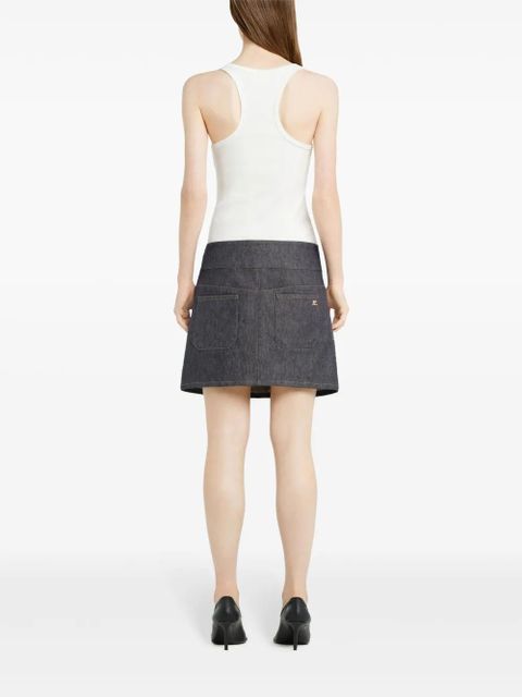 Courrèges belted denim mini skirt - Grey