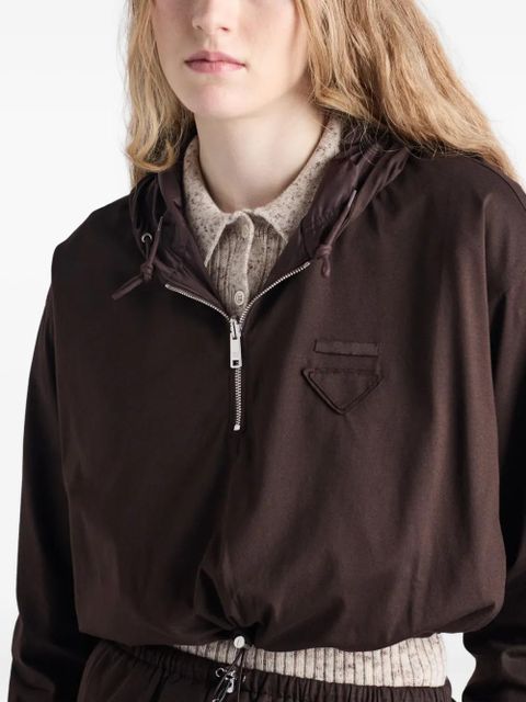 Prada drawstring-hem hoodie - Brown