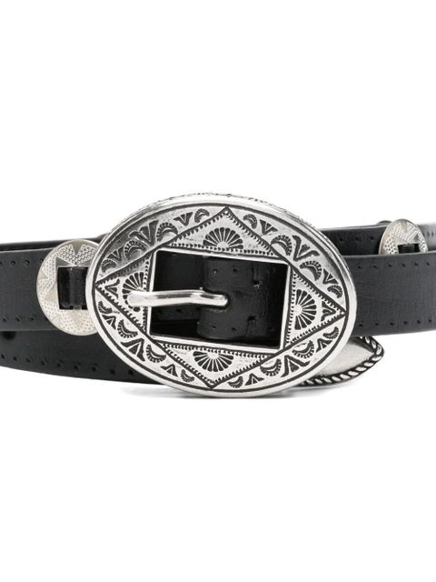Golden Goose oval-buckle embellished belt - Black