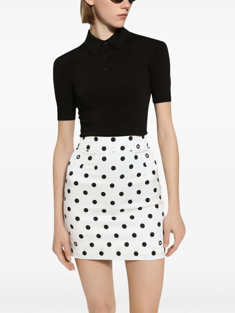 Dolce & Gabbana short-sleeve fine-knit polo shirt - Black