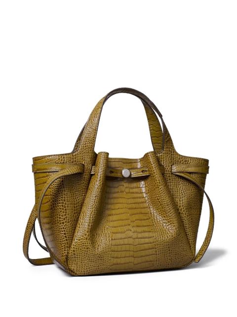 Tory Burch crocodile embossed small tote bag - Green