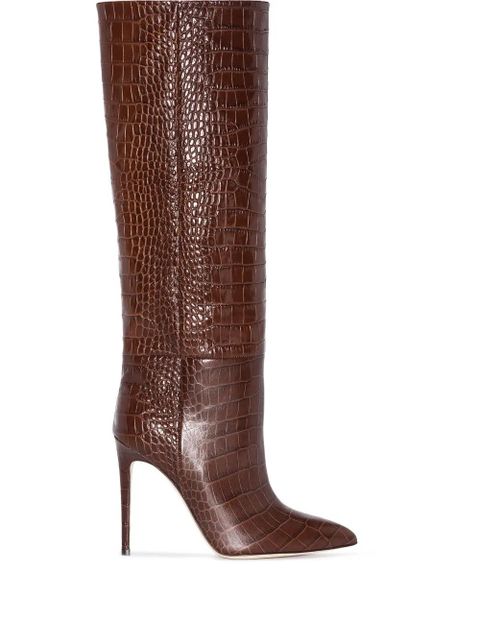 Paris Texas 115mm crocodile-effect knee boots - Brown - zdjęcie produktu nr 1