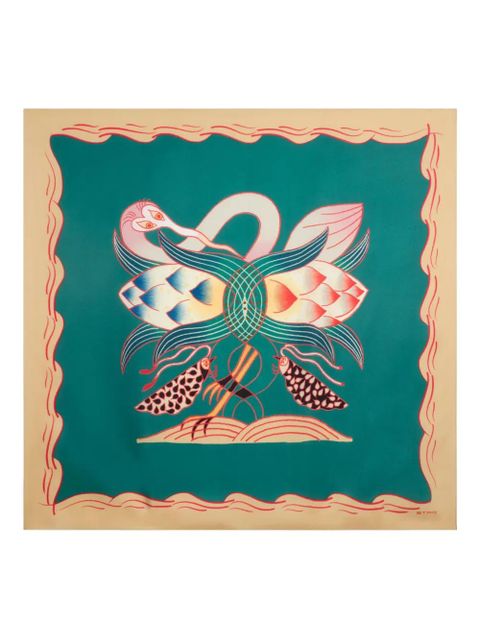 ETRO placed-motif silk scarf - Green - zdjęcie produktu nr 1