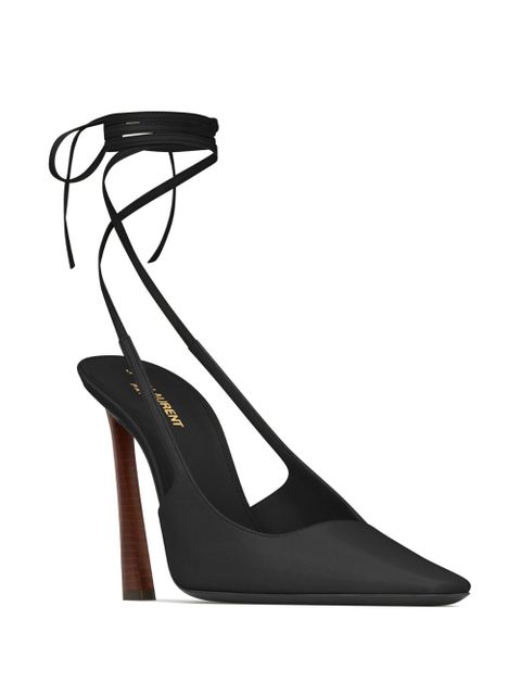 Saint Laurent 105mm ankle-strap leather pumps - Black