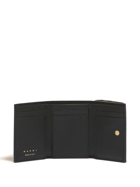 Marni leather python-print wallet - Brown