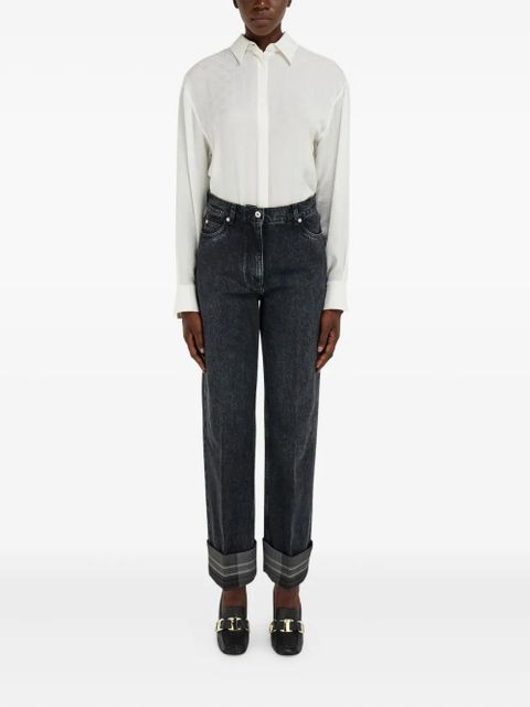 Ferragamo tartan-cuffs straight-leg jeans - Black