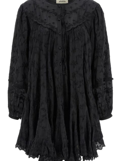 ISABEL MARANT Zame floral-embroidered ruffled mini dress - Black - zdjęcie produktu nr 2