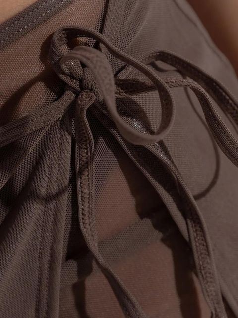 Bond-eye side-tie mesh skirt - Brown