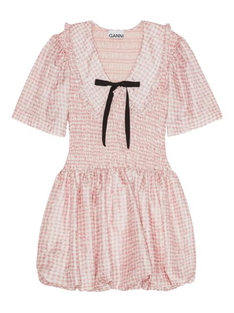 GANNI ruffled smocked mini dress - Pink - zdjęcie produktu nr 1