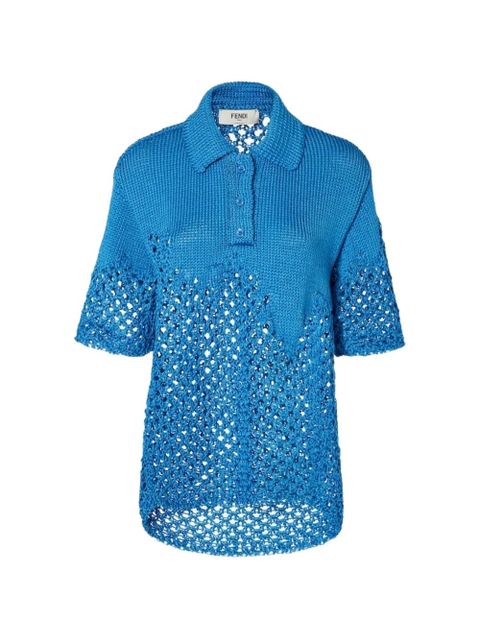 FENDI knitted polo top - Blue - zdjęcie produktu nr 1