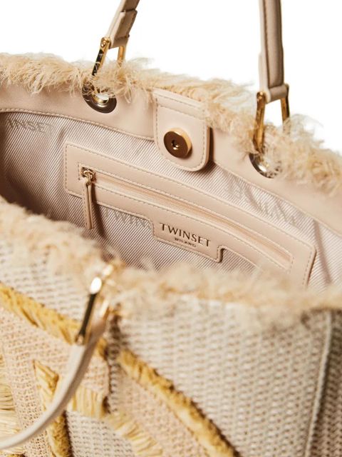 TWINSET Oval T-appliqué tote bag - Neutrals