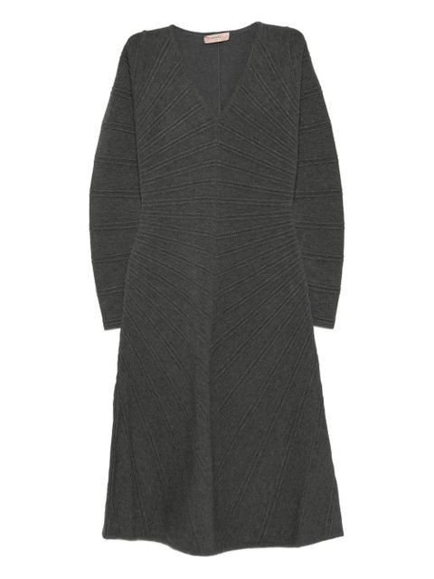 TWINSET textured-knit V-neck mini dress - Grey - zdjęcie produktu nr 1