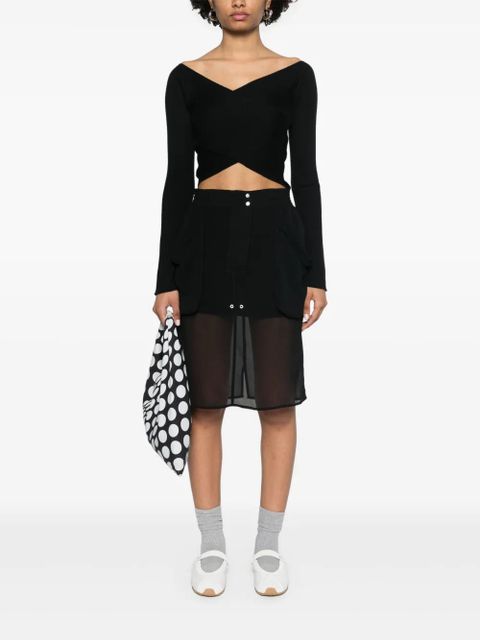 PINKO sheer-panels midi skirt - Black