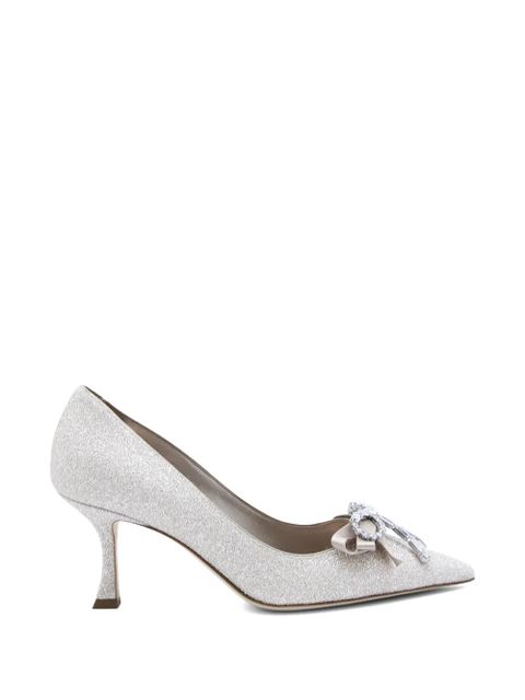 Jimmy Choo crystal-embellished bow pumps - Grey - zdjęcie produktu nr 1