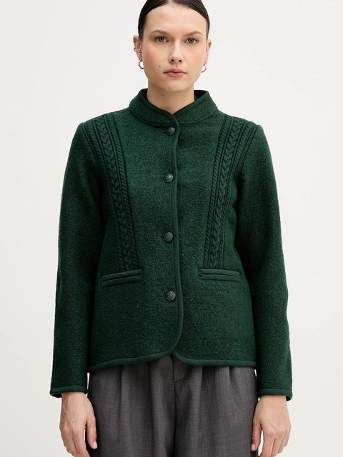 Hoss Intropia kurtka wełniana kolor zielony przejściowa 5432678 - zdjęcie produktu nr 1