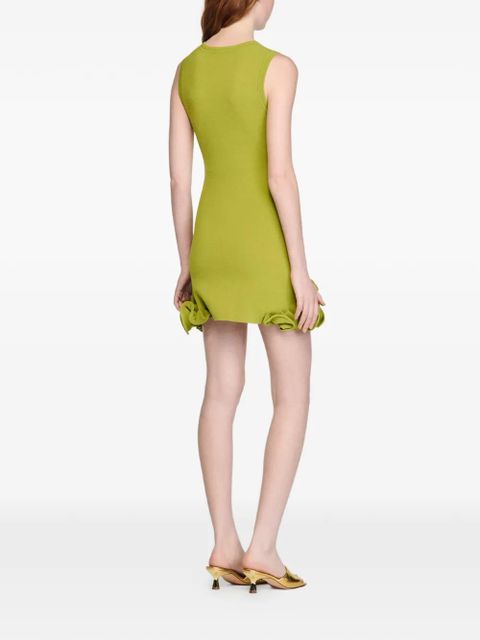 SANDRO ruffled knitted mini dress - Green