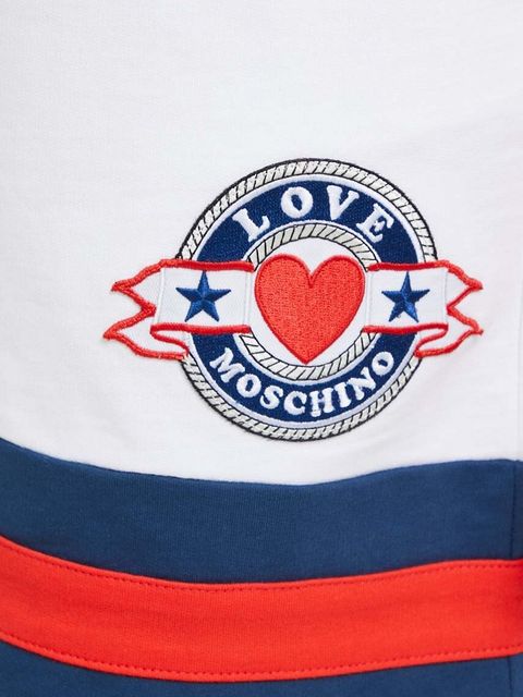 Love Moschino szorty bawełniane kolor biały z aplikacją high waist