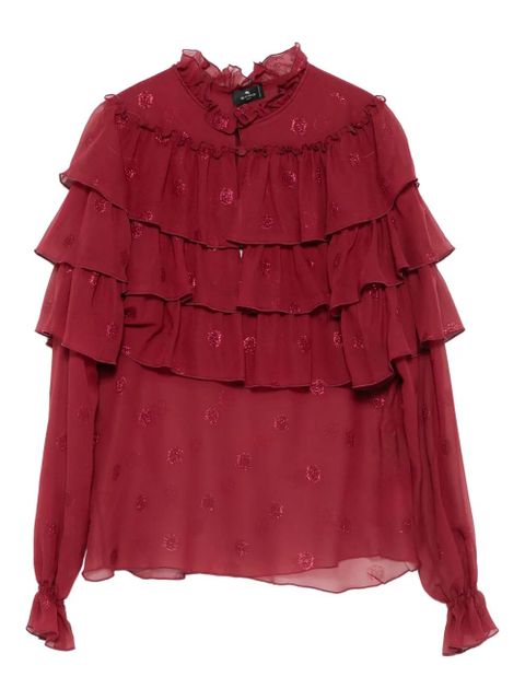 ETRO ruffled glitter-dot blouse - Red - zdjęcie produktu nr 1