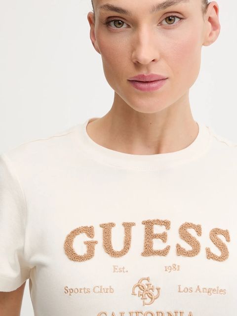 Guess t-shirt CELIA damski kolor beżowy V5BI02 KCBF1