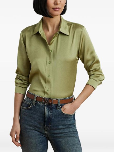 Lauren Ralph Lauren satin-finish long-sleeve shirt - Green - zdjęcie produktu nr 1