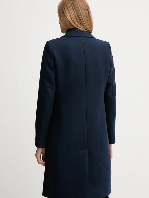 Tommy Hilfiger płaszcz z dodatkiem wełny kolor granatowy WW0WW46547