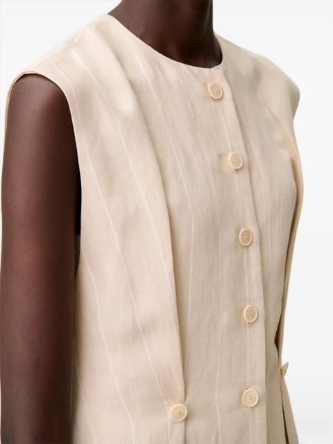 Claudie Pierlot buttoned striped mini dress - Neutrals