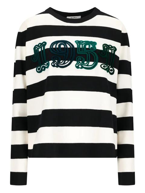 Max Mara Viterbo striped-pattern embroidered T-shirt - Black - zdjęcie produktu nr 1