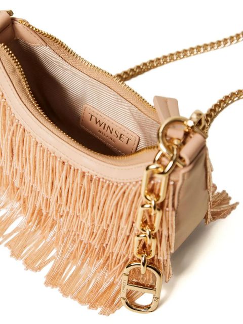 TWINSET Croissant fringe chain cross body bag - Neutrals
