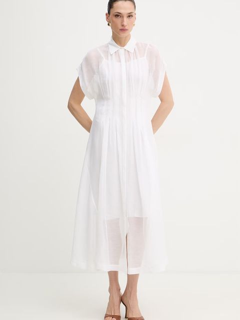 BOSS sukienka z dodatkiem lnu Davinata - zdjęcie produktu nr 1