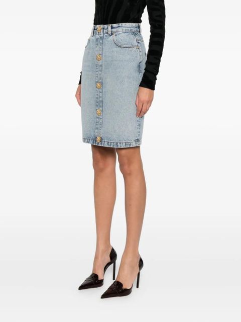 Balmain button-detail denim skirt - Blue