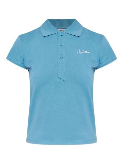 The Attico embroidered cotton polo shirt - Blue - zdjęcie produktu nr 1