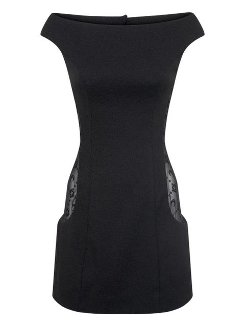 Marine Serre boat-neck dropped-shoulders mini dress - Black - zdjęcie produktu nr 1