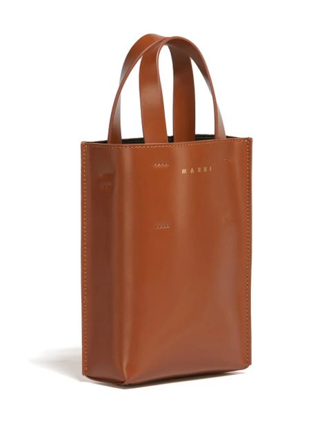Marni nano Museo leather tote bag - Brown