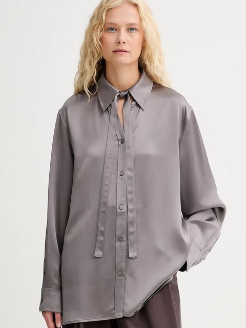 ISABELLE BLANCHE koszula damska kolor szary relaxed z kołnierzykiem klasycznym IS25FW-C059-T008 - zdjęcie produktu nr 1