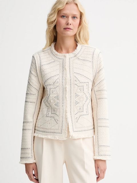 Morgan marynarka kolor beżowy jednorzędowa wzorzysta VCLIKY - zdjęcie produktu nr 1