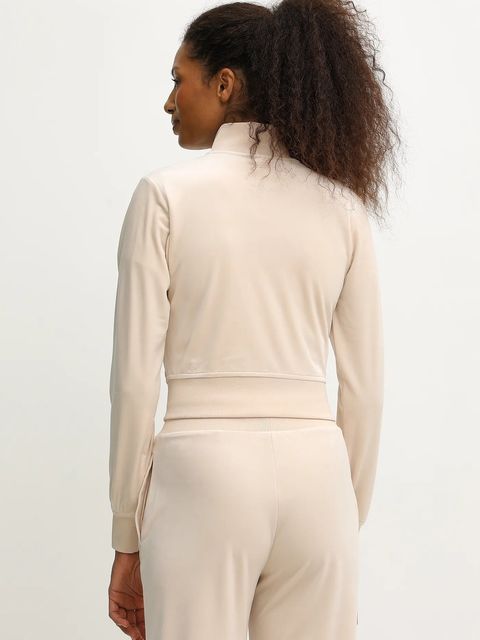 Guess bluza welurowa COUTURE damska kolor beżowy gładka V3BQ22 K0232 - zdjęcie produktu nr 2