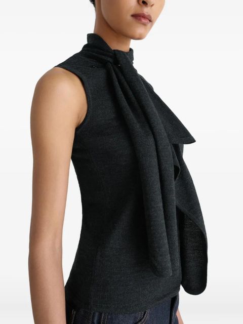 LEMAIRE tie-neck knitted vest - Black