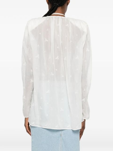 Magda Butrym floral-embroidered ruffled blouse - White