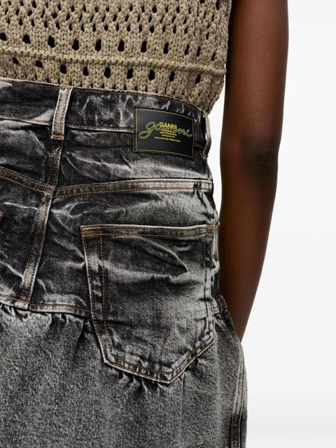 GANNI whiskering-effect mini skirt - Black