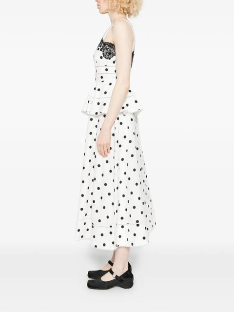 Self-Portrait polka dot-pattern lace-detail maxi dress - White