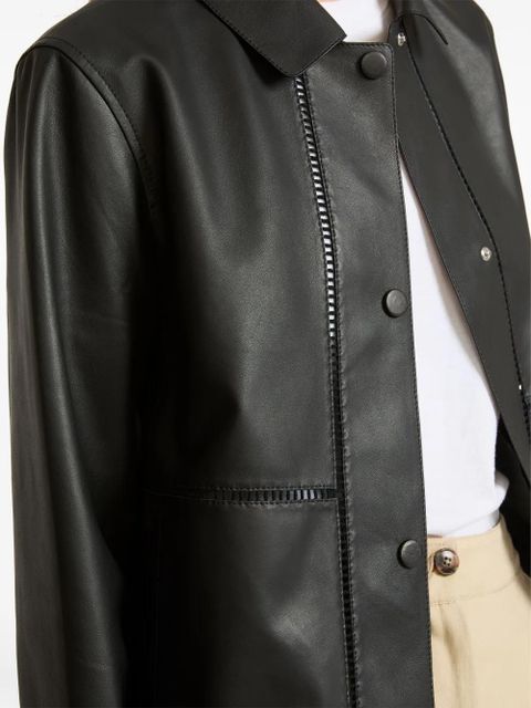 Yves Salomon ladder-stitch leather jacket - Black