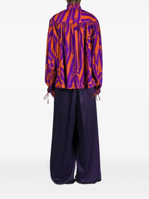 DRIES VAN NOTEN ruffled cotton shirt - Purple