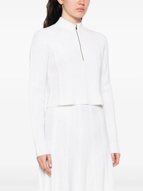 Maje short-zip ribbed sweater - White