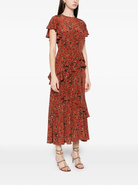 Ulla Johnson Amaia ruffled floral midi dress - Red