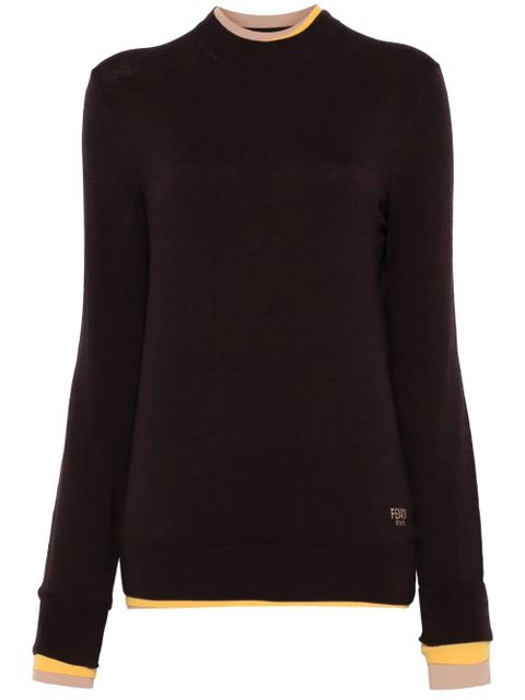 FENDI layered-trim sweater - Brown - zdjęcie produktu nr 1