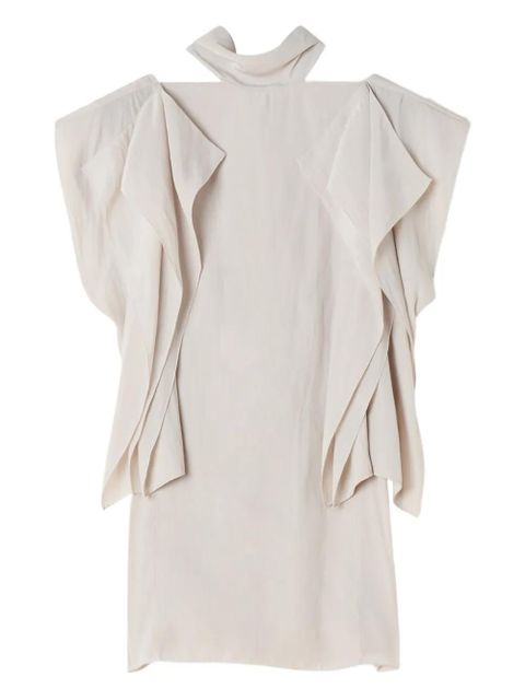 Lanvin ruffled-detail high-neck blouse - Neutrals