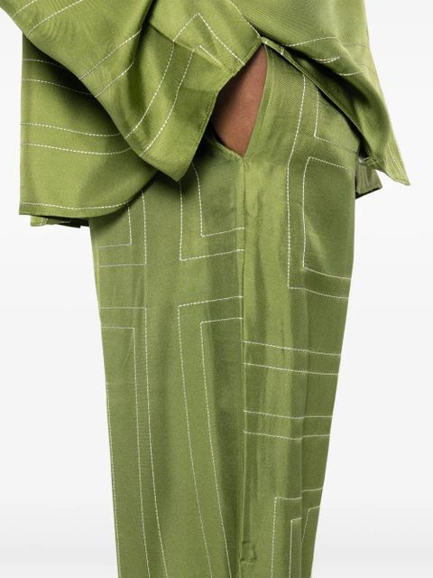 TOTEME monogram silk straight-leg trousers - Green - zdjęcie produktu nr 2