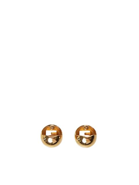 FENDI logo-cut sphere earrings - Yellow